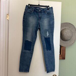 Old Navy Rockstar 12P patch design mid-rise skinny denim Jean